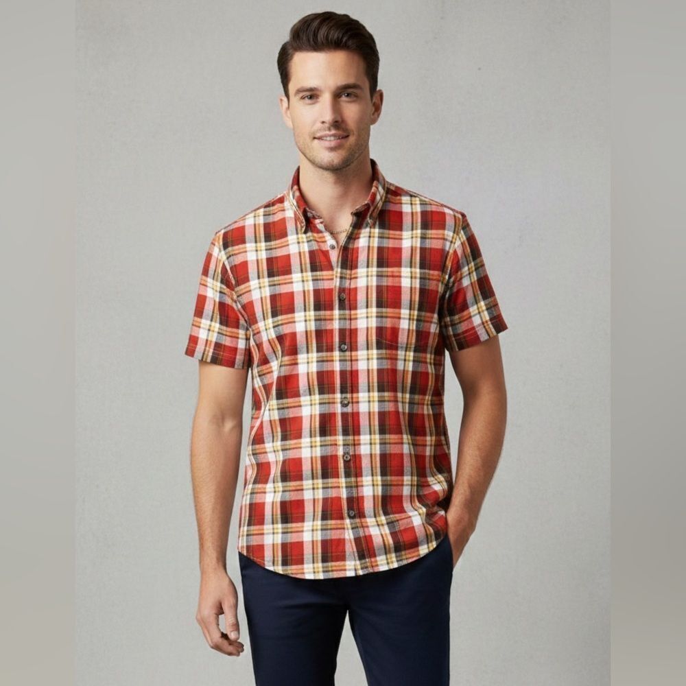 Take 50% OFF- Amedeo Men’s Short-sleeved Button Down Shirt, Size-5XL